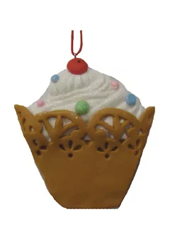 Cheap ⌛ Roman 4" Sweet Memories White Cupcake with Cherry on Top 🎄 Christmas Ornament 😉