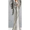 Wholesale 🥰 Roman 12.5" Glittered Silver Praying Musical Angel with Dove 🎅 Christmas Tabletop Decoration ❤️