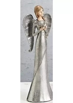 Wholesale 🥰 Roman 12.5" Glittered Silver Praying Musical Angel with Dove 🎅 Christmas Tabletop Decoration ❤️
