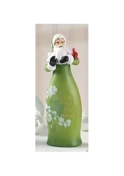 Brand new 👏 Roman 8.25" Green and White Santa Claus with Cardinal Bird ❄ Christmas Figurine 💯