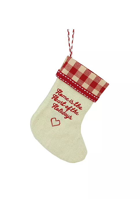 Cheapest 🔥 Roman 6.5" Tan and Red Embroidered Heart Stocking with Gingham Cuff 🎅 Christmas Ornament ✔️ 1 Cheapest 🔥 Roman 6.5" Tan and Red Embroidered Heart Stocking with Gingham Cuff 🎅 Christmas Ornament ✔️