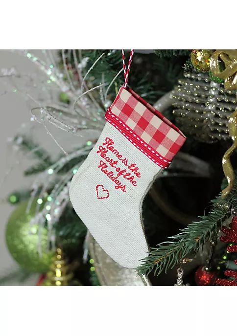 Cheapest 🔥 Roman 6.5" Tan and Red Embroidered Heart Stocking with Gingham Cuff 🎅 Christmas Ornament ✔️ 2 Cheapest 🔥 Roman 6.5" Tan and Red Embroidered Heart Stocking with Gingham Cuff 🎅 Christmas Ornament ✔️ - Image 2