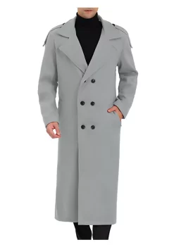 Best Sale 👍 Lars Amadeus Men's Winter Pea 🧥 Coat Notch Lapel Double Breasted Solid Color Overcoat 🔥