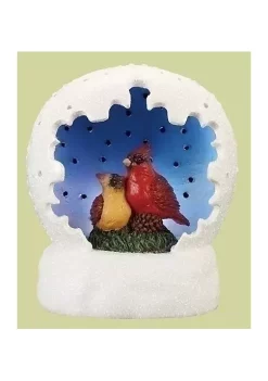 Best Sale 😀 Roman 4" White and Blue LED Lighted Cardinal Pair 🎄 Christmas Tabletop Dome ✔️