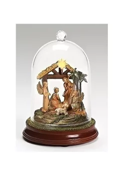 Best deal 👏 Roman 7.25" Brown and Yellow LED Lighted Musical Cloche Dome Nativity Scene 🎄 Christmas Decor 😉