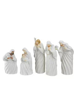 Best Pirce ๐ฏ Roman 5pc White and Silver Holy Family with Men ๐ Christmas Nativity Figure Set 7.25" ๐ฏ