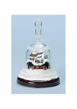Buy 💯 Roman 8.25" White and Brown Musical Lighted Bell with Rotating Winter Scene 🎄 Christmas Tabletop Decor ✔️