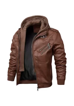 Cheap Lars Amadeus Shop 48 New ๐ Lars Amadeus Men's Motorcycle Hooded Jacket Full Zip Biker Faux Leather ๐งฅ Coat with Hood ๐
