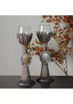 Best deal ❤️ Roman Set of 2 Brown and Clear Blessed 👪 Thanksgiving Votive Candleholders 12.5" 👍 -Cheap Lars Amadeus Shop Belk 3418