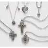 Promo 🔔 Roman Club Pack of 12 Silver Assorted Religious Confirmation Pendants 24" 🤩