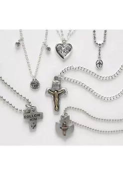 Promo 🔔 Roman Club Pack of 12 Silver Assorted Religious Confirmation Pendants 24" 🤩