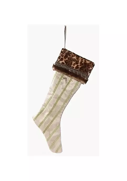 Top 10 🔔 Roman 26" Brown and Green Striped Leopard Print 🎅 Christmas Stocking 😀 2 Top 10 🔔 Roman 26" Brown and Green Striped Leopard Print 🎅 Christmas Stocking 😀 - Image 2