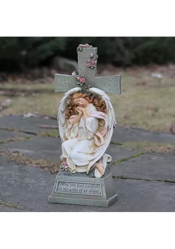 Best Sale 🥰 Roman 19" Joseph's Studio Angel Resting on Cross with Inspirational Phase Outdoor Garden Statue 🔔 -Cheap Lars Amadeus Shop Belk 3500