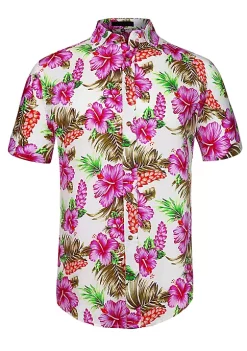 Deals 💯 Lars Amadeus Men's Slim Fit Floral Print Short Sleeve Button Down Beach Hawaiian 👚 Shirt ❤️ -Cheap Lars Amadeus Shop Belk 353