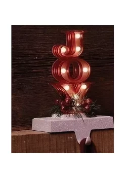 Cheapest ✔️ Roman 7" Red LED Lighted Joy Marquee with Glittered Base ❄ Christmas Stocking Holder 🔔