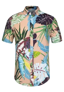 Deals 💯 Lars Amadeus Men's Slim Fit Floral Print Short Sleeve Button Down Beach Hawaiian 👚 Shirt ❤️ -Cheap Lars Amadeus Shop Belk 354