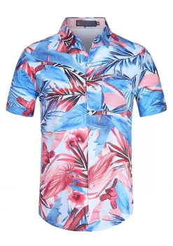Deals 💯 Lars Amadeus Men's Slim Fit Floral Print Short Sleeve Button Down Beach Hawaiian 👚 Shirt ❤️ -Cheap Lars Amadeus Shop Belk 356