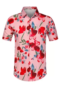 Deals 💯 Lars Amadeus Men's Slim Fit Floral Print Short Sleeve Button Down Beach Hawaiian 👚 Shirt ❤️ -Cheap Lars Amadeus Shop Belk 358