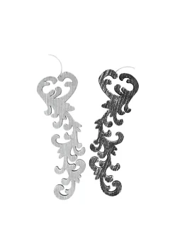 Flash Sale 🔔 Roman Set of 2 Black and Gray Scrollwork 🎄 Christmas Ornaments 10.5" 🔥