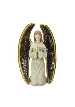 Buy 👍 Roman 8" Gold and Gray Praying Angel with Mosaic Wings Tabletop 🎅 Christmas Figure 🌟