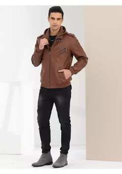 New 😀 Lars Amadeus Men's Motorcycle Hooded Jacket Full Zip Biker Faux Leather 🧥 Coat with Hood 🛒 -Cheap Lars Amadeus Shop Belk 37