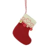 Outlet 🌟 Roman 6.5" Red and Tan Embroidered Hearts and Buttons 🎅 Christmas Stocking Ornament 💯