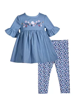 Outlet 🎁 Bonnie Jean Baby 👧 Girls 3/4 Sleeve Denim Daisy Set 🎉 -Cheap Lars Amadeus Shop Belk 3725