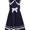 Hot Sale 🎁 Bonnie Jean 👧 Girls 7-16 Sleeveless Solid Navy Nautical 👗 Dress 🥰