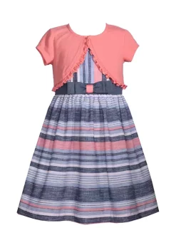 Best Sale 💯 Bonnie Jean 👧 Girls 7-16 Short Sleeve Cardigan Linen Chamber 👗 Dress 😀