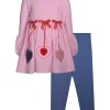 Best Sale 👍 Bonnie Jean 👧 Girls 4-6x 3/4 Sleeve Valentine's Day Top and Leggings Set 🤩