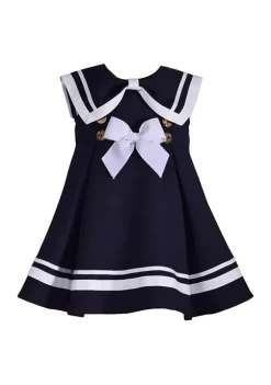 Cheapest 🤩 Bonnie Jean Baby 👧 Girls Sleeveless Nautical Bow 👗 Dress 🥰