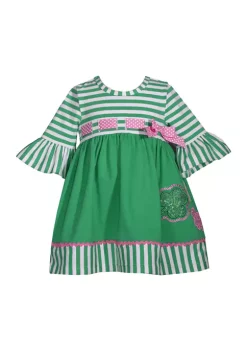 Promo 😉 Bonnie Jean Baby 👧 Girls Short Sleeve Pull Thru St. Patty's Day 👗 Dress 👏