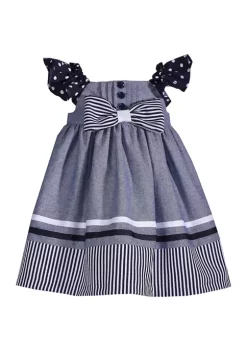Best Sale π₯° Bonnie Jean Toddler π§ Girls Sleeveless Denim Nautical π Dress π₯