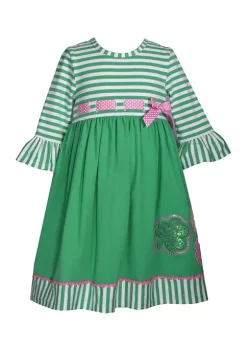 Deals ⭐ Bonnie Jean 👧 Girls 4-6x 3/4 Flounce Sleeve St. Patty's 👗 Dress 😉