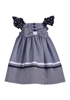 Hot Sale ๐ Bonnie Jean Baby Girl Sleeveless Denim Nautical ๐ Dress ๐
