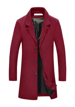 Brand new 🛒 Lars Amadeus Men's Trench 🧥 Coat Notch Lapel Single Breasted Classic Long Pea 🧥 Coats Overcoat 😍