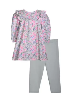 Best Sale ✔️ Bonnie Jean Toddler 👧 Girls 3/4 Sleeve Smocked Floral Set 🔥