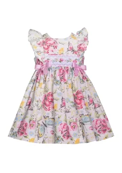 Promo 👏 Bonnie Jean Toddler 👧 Girls Butterfly Rose Smocked 👗 Dress 💯