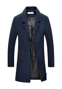 Brand new 🛒 Lars Amadeus Men's Trench 🧥 Coat Notch Lapel Single Breasted Classic Long Pea 🧥 Coats Overcoat 😍 -Cheap Lars Amadeus Shop Belk 387