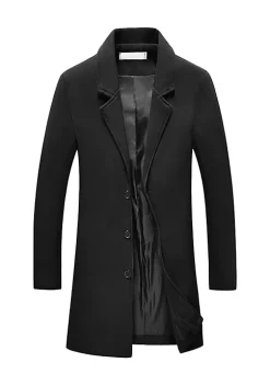 Brand new 🛒 Lars Amadeus Men's Trench 🧥 Coat Notch Lapel Single Breasted Classic Long Pea 🧥 Coats Overcoat 😍 -Cheap Lars Amadeus Shop Belk 388