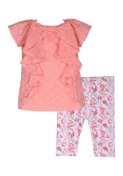 Coupon ✔️ Bonnie Jean Toddler 👧 Girls Short Sleeve Eyelet Floral Set 😉 -Cheap Lars Amadeus Shop Belk 3881