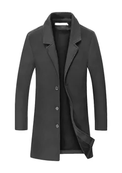 Brand new 🛒 Lars Amadeus Men's Trench 🧥 Coat Notch Lapel Single Breasted Classic Long Pea 🧥 Coats Overcoat 😍 -Cheap Lars Amadeus Shop Belk 390