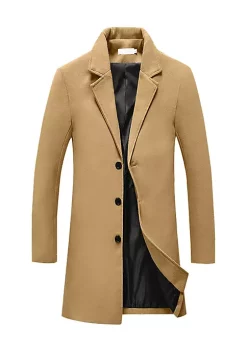 Brand new 🛒 Lars Amadeus Men's Trench 🧥 Coat Notch Lapel Single Breasted Classic Long Pea 🧥 Coats Overcoat 😍 -Cheap Lars Amadeus Shop Belk 392