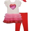 Coupon 💯 Bonnie Jean Baby 👧 Girls Ruffle Heart Tunic, Leggings, and Headband Set ❤️