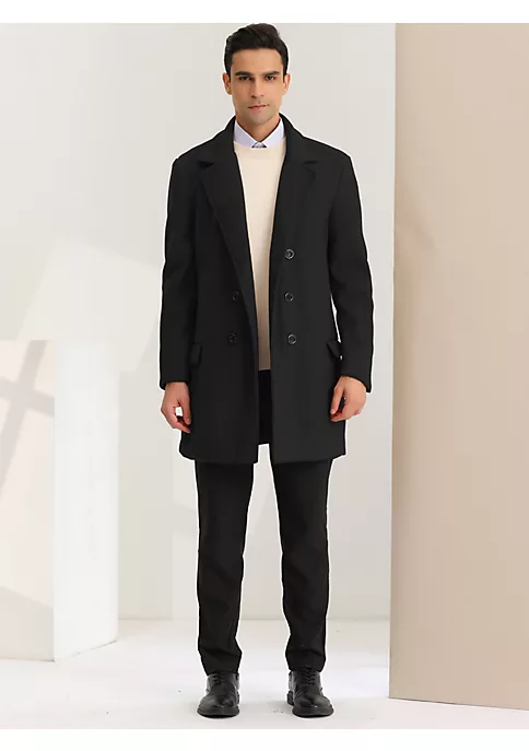 Discount 🤩 Lars Amadeus Men's Winter Overcoat Double Breasted Notched Lapel Mid-Length Pea 🧥 Coat ⭐ 2 Discount 🤩 Lars Amadeus Men's Winter Overcoat Double Breasted Notched Lapel Mid-Length Pea 🧥 Coat ⭐ - Image 2