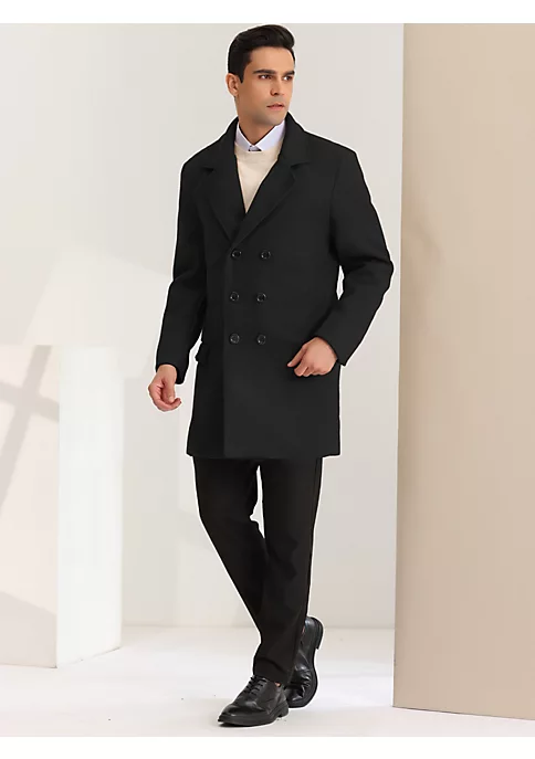 Discount 🤩 Lars Amadeus Men's Winter Overcoat Double Breasted Notched Lapel Mid-Length Pea 🧥 Coat ⭐ 4 Discount 🤩 Lars Amadeus Men's Winter Overcoat Double Breasted Notched Lapel Mid-Length Pea 🧥 Coat ⭐ - Image 4