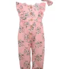 New 🛒 Bonnie Jean Baby 👧 Girls Button Front Floral Romper with Matching Headband ⭐