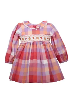 Hot Sale 🎉 Bonnie Jean Baby 👧 Girls Long Sleeve Plaid Smocked Harvest 👗 Dress 💯 -Cheap Lars Amadeus Shop Belk 4009