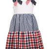 Discount 👏 Bonnie Jean Toddler 👧 Girls Mixed Print Tier Americana Bow 👗 Dress ✨