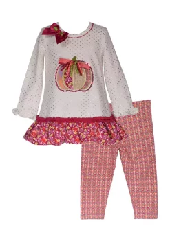 Cheapest 🛒 Bonnie Jean Toddler 👧 Girls Long Sleeve Mixed Print Set 🥰